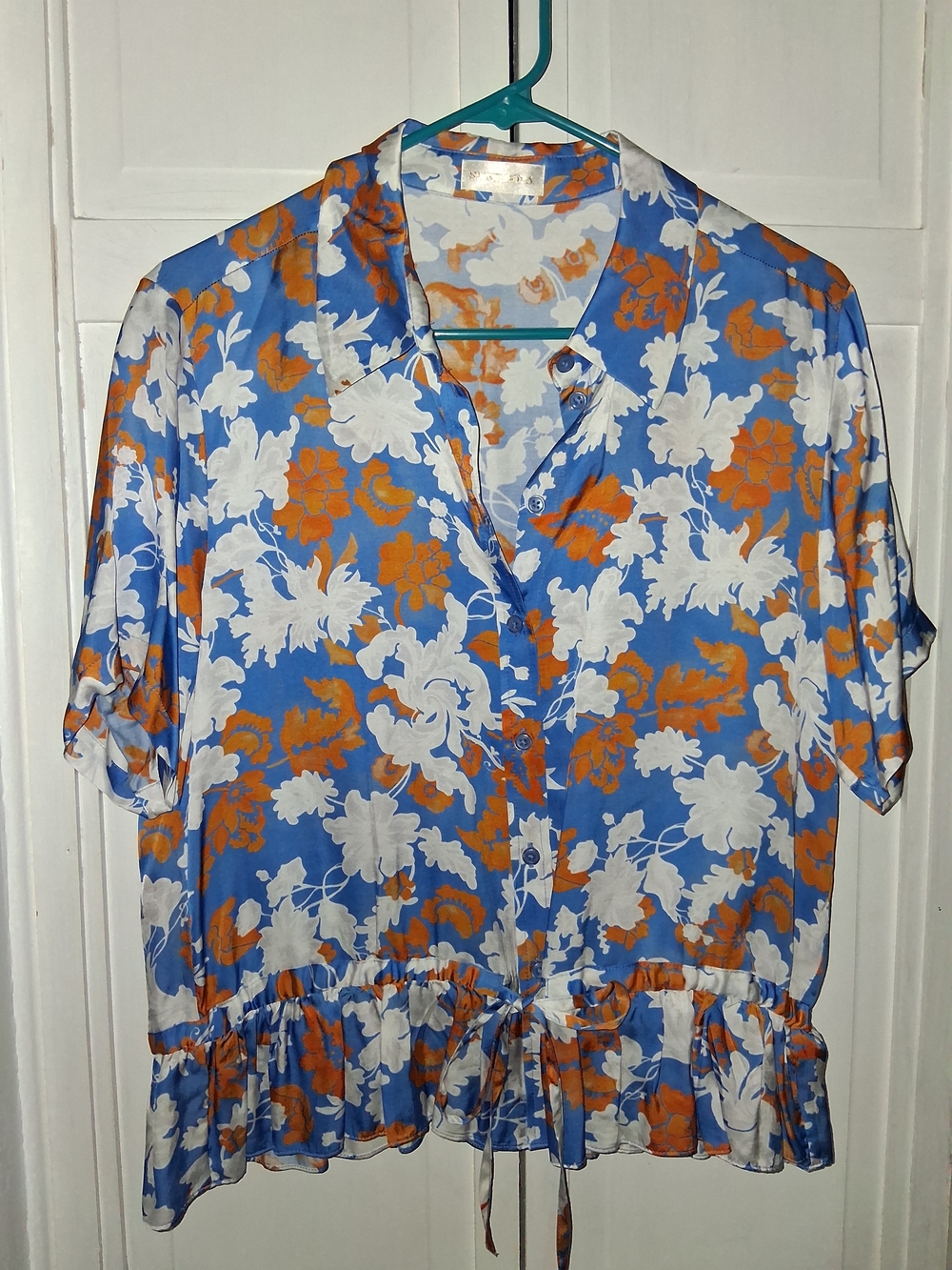 STINE GOYA Makayla Blue and Mustard Floral Blouse